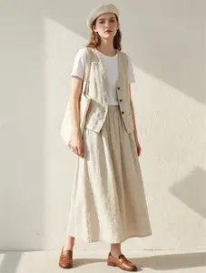 IDEALSANXUN Womens Cotton Linen Vest - 2026 Trendy Lightweight Button Gilet, Plus Size Boho Style for Summer, Casual Dressy Linen Outerwear Soft Everyday Womenswear Tops