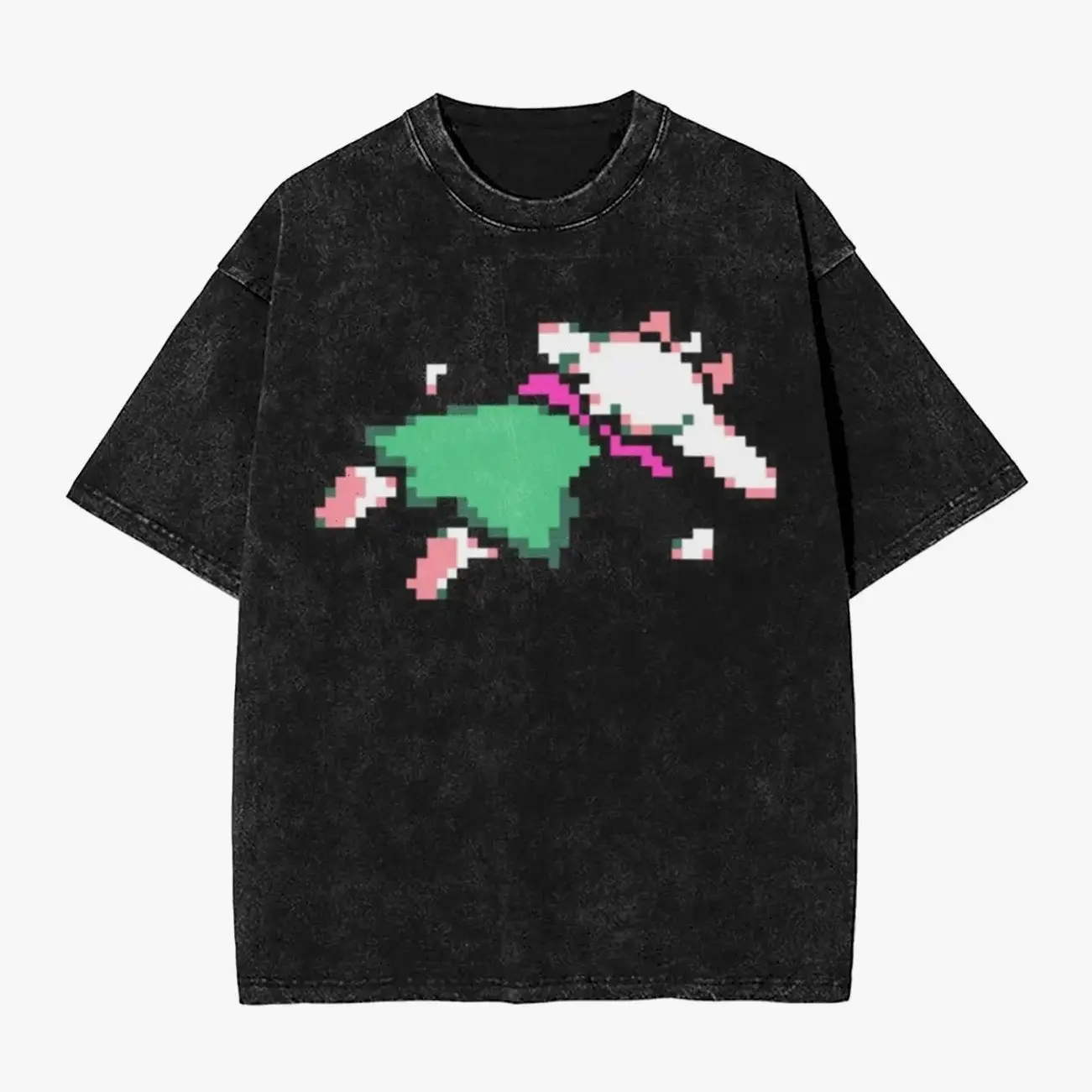 Men's Distressed Vintage T-Shirt with Deltarune Ralsei Graphic, Casual Round Neck Short-Sleeve Streetwear 8XV