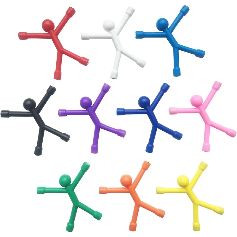 7x7cm Magnetic Refrigerator Magnet Set - 10 Pcs PVC Rubber Cute Bendable Characters with Bendable Arms, Decorative Home & Office Supplies, Gifts for the Inner Child