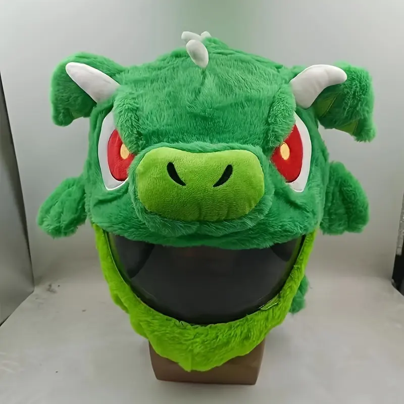 Cartoon Animal Motorcycle Helmet Cover, Fits Full Face Helmets, Plush Design, Whimsical, Monster, Fun Bicycle Accessory, Decorative, Protective Decoration, Motorbike Helmet, Motorcycle Helmet Protection