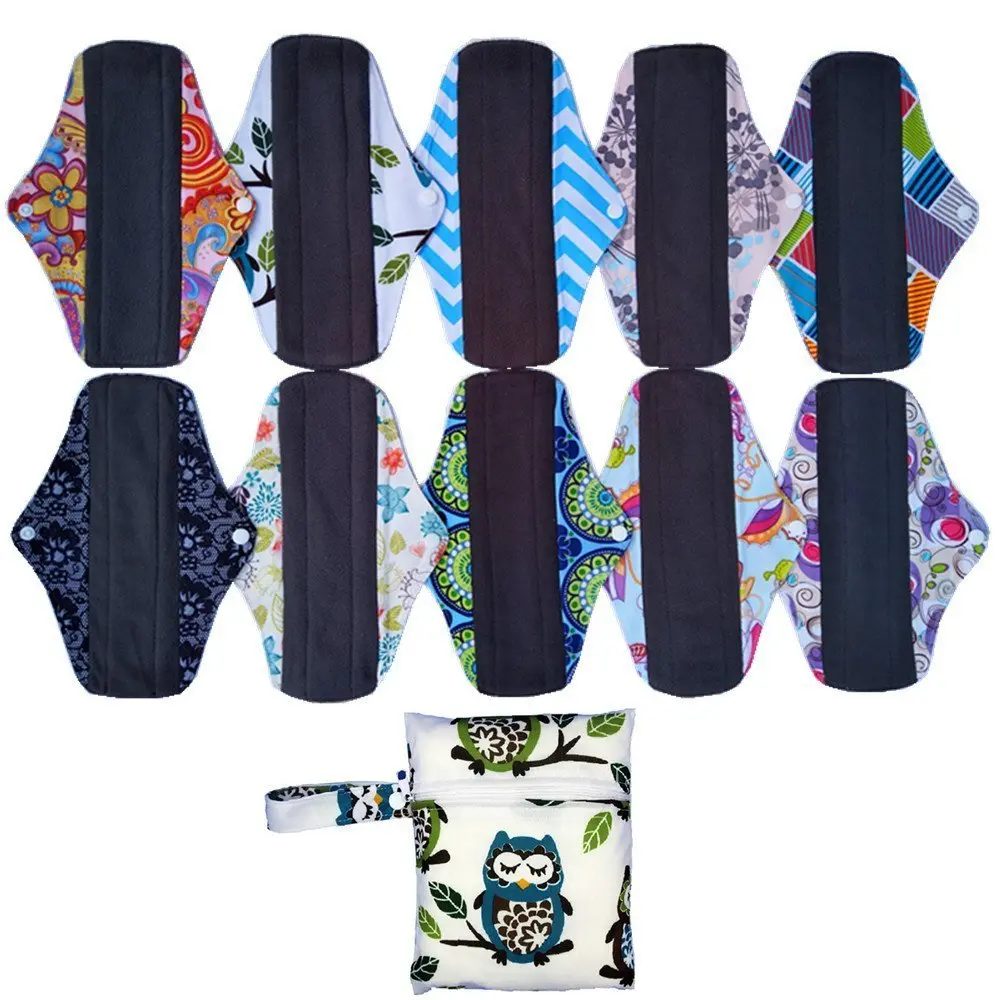 10pieces 10inch Reusable Washable Menstraul Pads Sanitary
