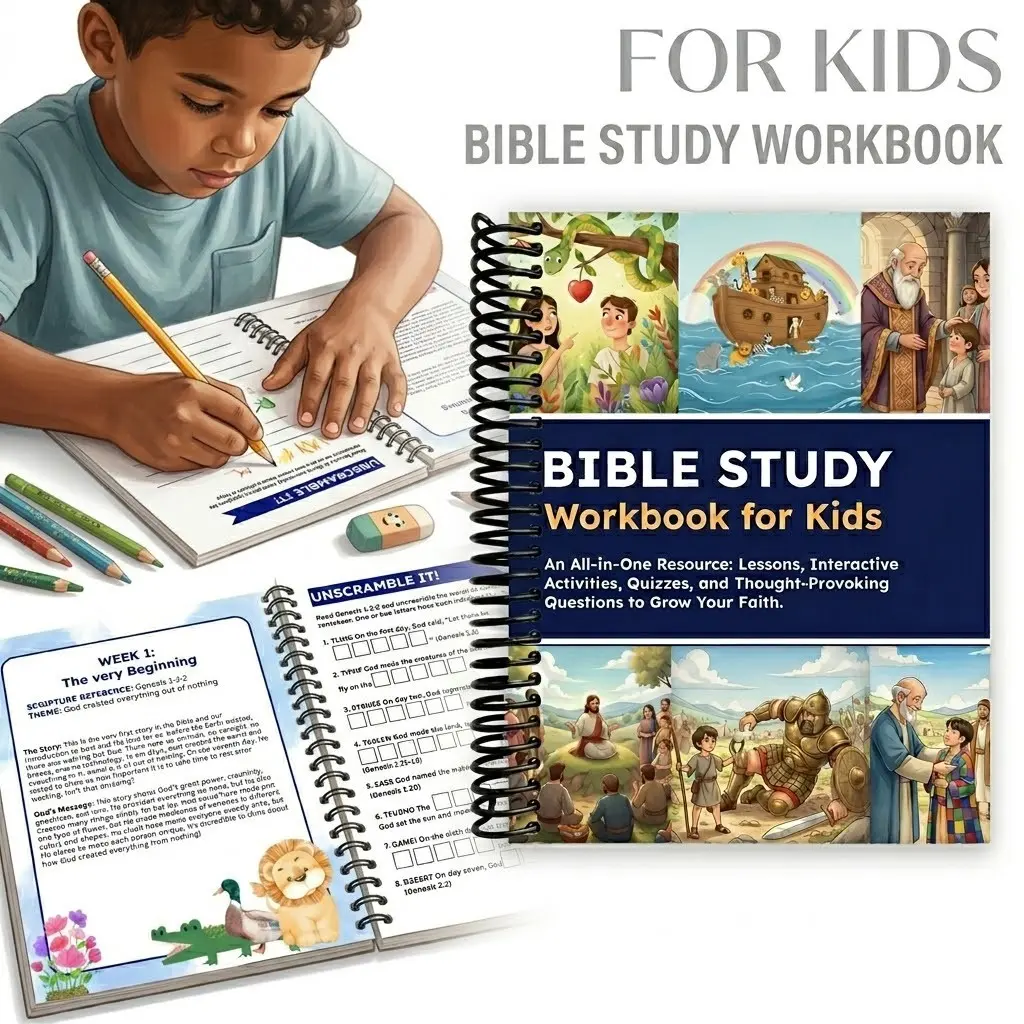 Bible Study Handbook Notebook Workbook: Devotion, Courses, Activities, Tests, Questions, Reflections & Prayers to Deepen Your Faith | A Boundless Spiritual Journal for Kids Paper Book