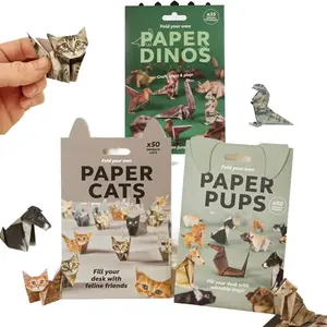 3D Origami Animal Series Cat Dog Dinosaur, 50 Sheets Per Box, Creative DIY Craft Project, Desk Decoration, Pet Lover Gift, Creative Craft Kit