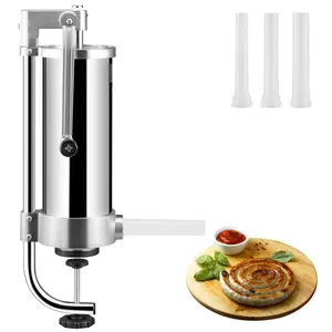 VEVOR Sausage Stuffer, TikTokShopBlackFriday, 5LBS/3L Capacity, 304 Stainless Steel Vertical Sausage Stuffer, Sausage Filling Machine with 3 Stuffing Tubes, Suction Base and Manual Crank for Household or Commercial Use Kitchen Meat