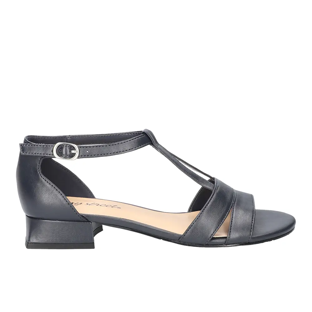 Easy Street Womens Aris Block T Strap Dress Sandals Low Heel 1-2" - Blue