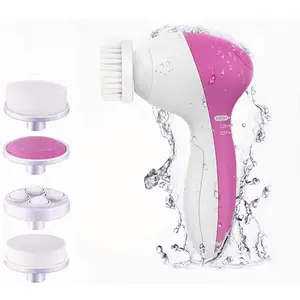 5-In-1 Electric Face Cleaner Set, Facial Pore Cleaner, 360° Rotating Facial Brush, Battery Powered, Includes 5 Function Brushes, Waterproof Portable Skincare Tool