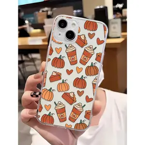 1pc Fashionable Personalized Autumn Pumpkin Graphic TPU Phone Case Compatible With IPhone 17/16/15/14/13/12/11/x/xs/xsmax/xr/7p/8p/16e, Creative Soft Protective Cover Waterproof Shockproof Anti-Fall Scratch Resistant