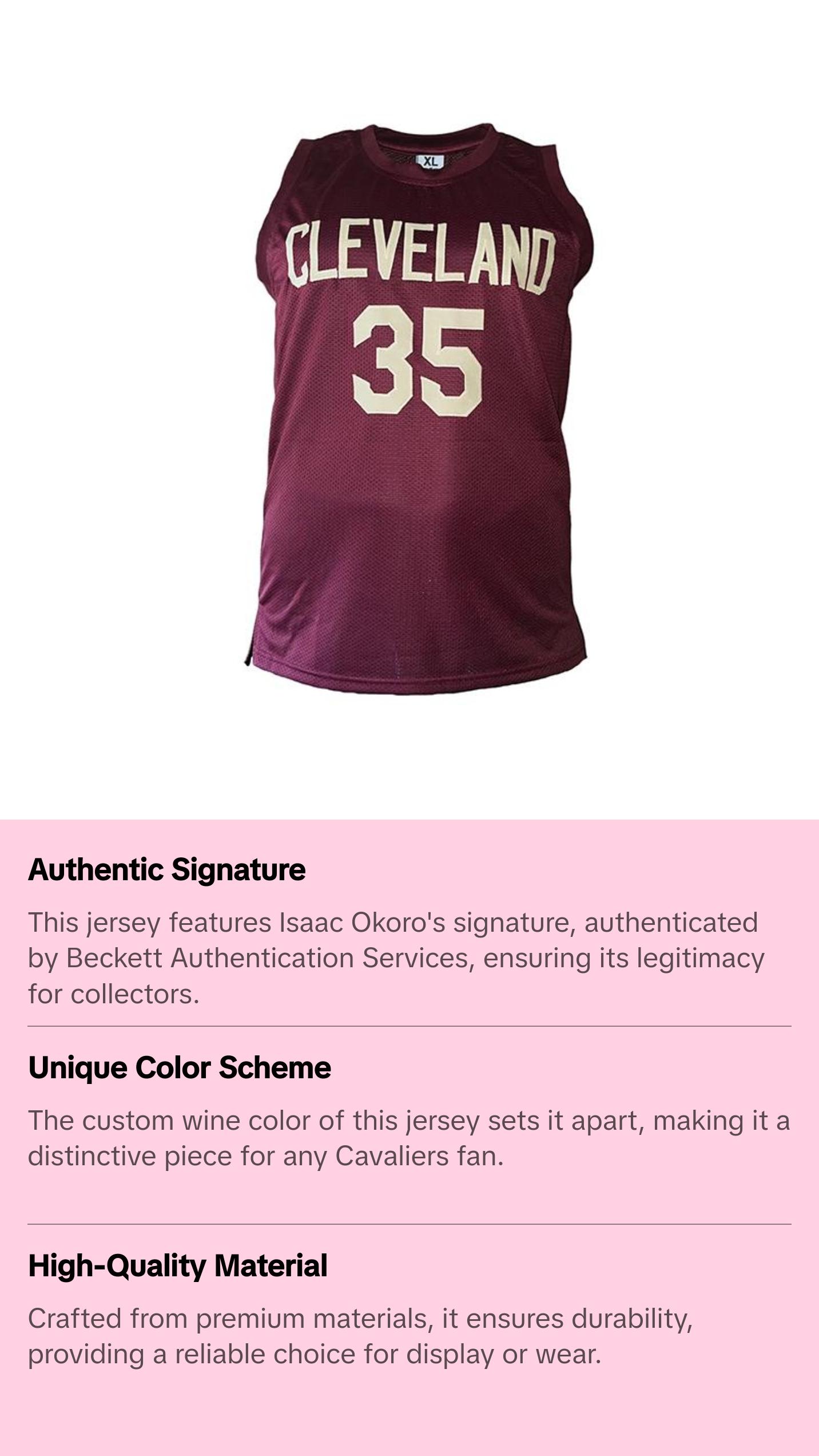 Isaac Okoro Signed Custom Wine Cleveland Basketball Jersey Beckett
