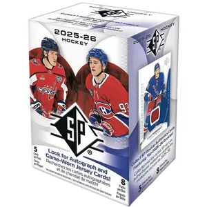 2025-26 Upper Deck SP Ice Hockey Blaster Box - 8 Packs, 2025-26 Rookie Class, Autograph & Memorabilia Cards, Game-Worn Jerseys, for Collecting