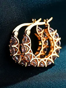 1 Pair Elegant Cubic Zirconia Hoop Statement High Quality CZ Artificial Zirconia Earrings For Women For Wedding Party Engagement Anniversary Jewelry Valentine's Day Gift