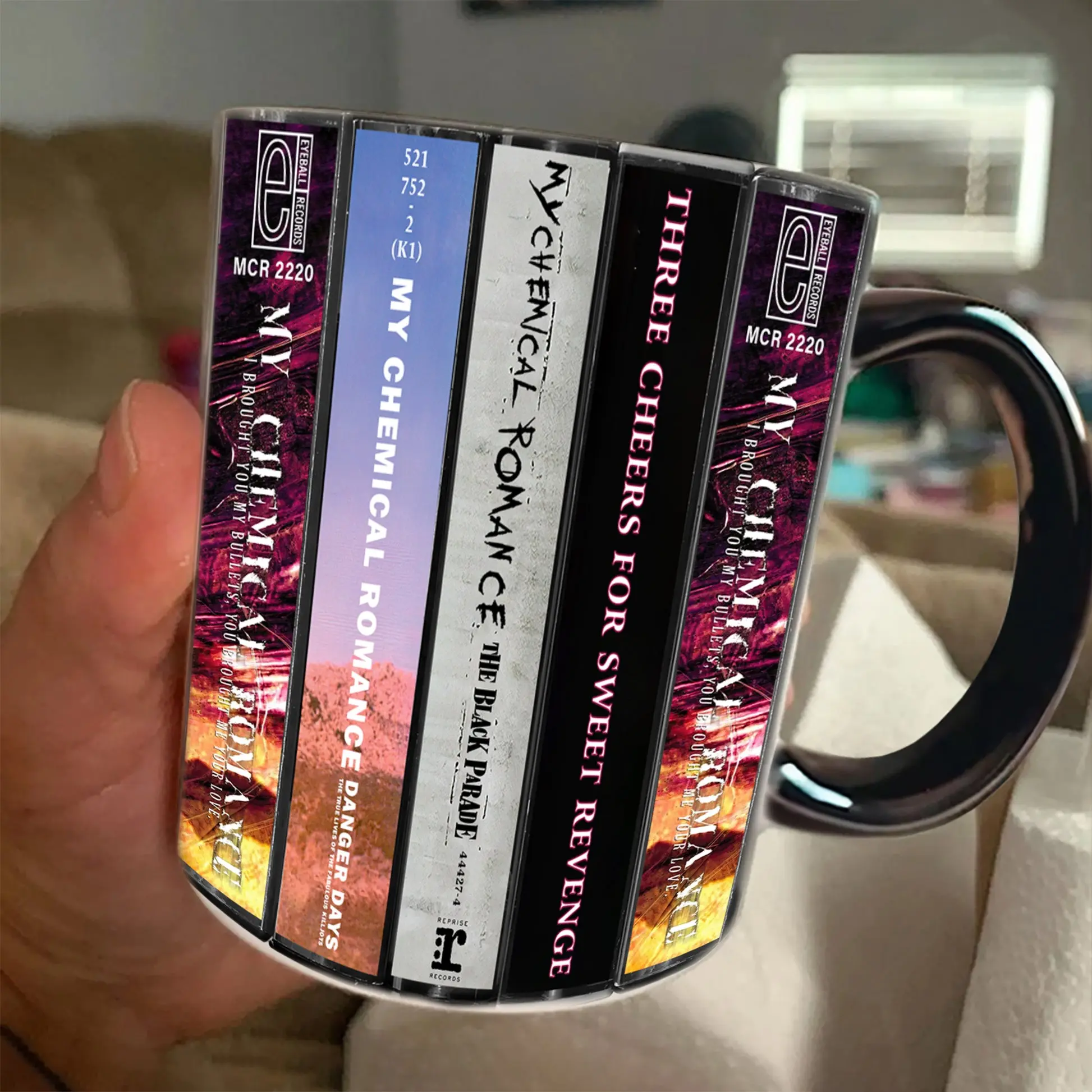 3D Embossed Accent Mug My Chemical Romance Albums Cassette Collection Retro Accent Edge-to-Edge Printed Mug