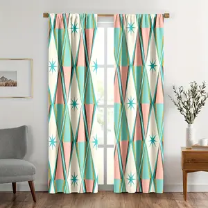 2pcs Mid-Century Curtains, Vintage Bohemian Modern Mid-Century 50s and 60s Print, Bedroom Living Room Curtain