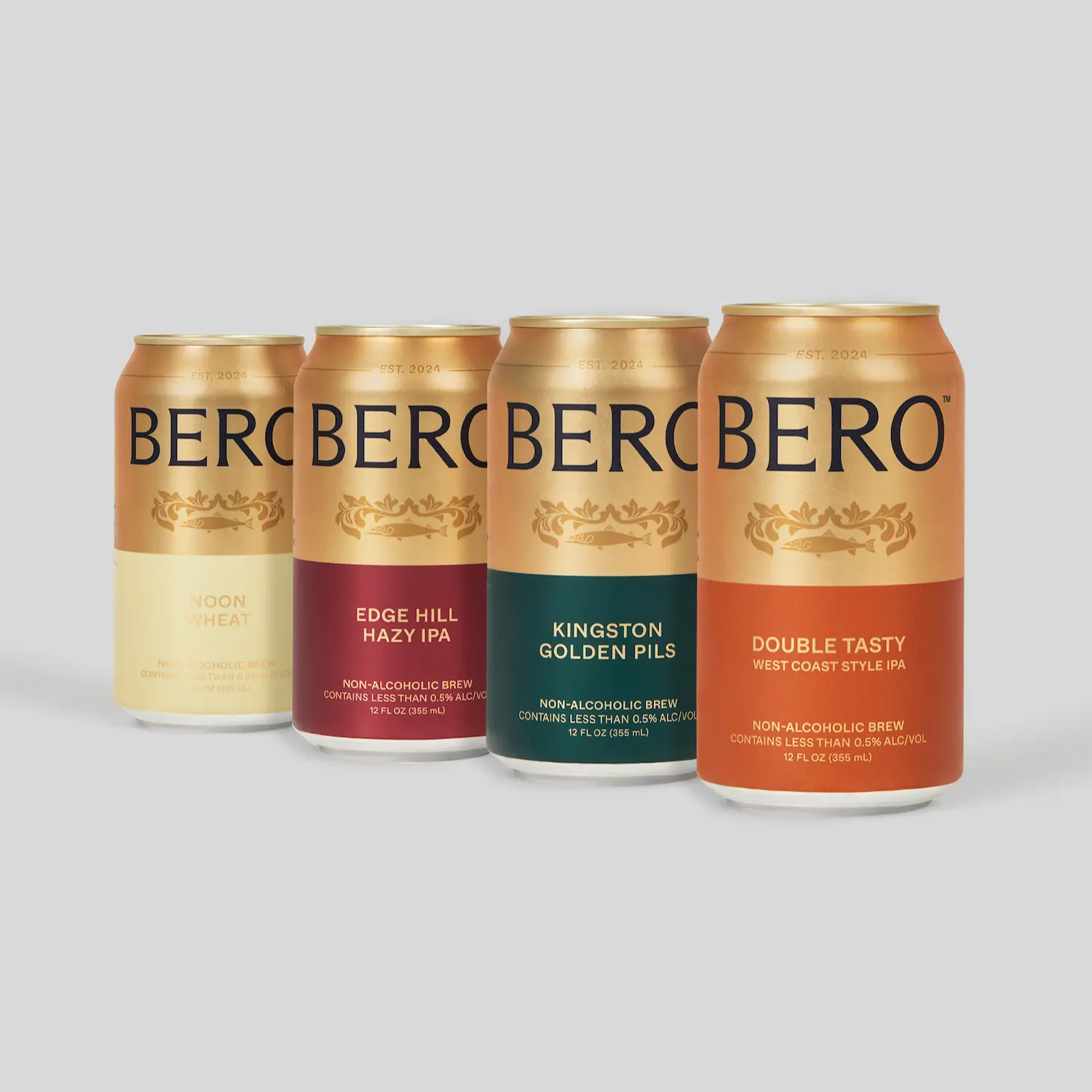 Non Alcoholic Beer Variety Pack – 4 Craft NA Beers (Hazy IPA, Pilsner, Wheat, West Coast IPA) | BERO Classics | 12-Pack / 24-Pack