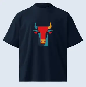 Men's Taurus Bull Geometric Oversized Unisex Short-Sleeve Casual Top, T-Shirt