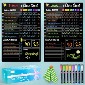 Chore Chart for  with 8 Markers,2 Pack 8"x12" Chore Chart for  Multiple , Behavior Chart for  at Home, Responsibility Chart for /Teens/Adults, Black Chore Board