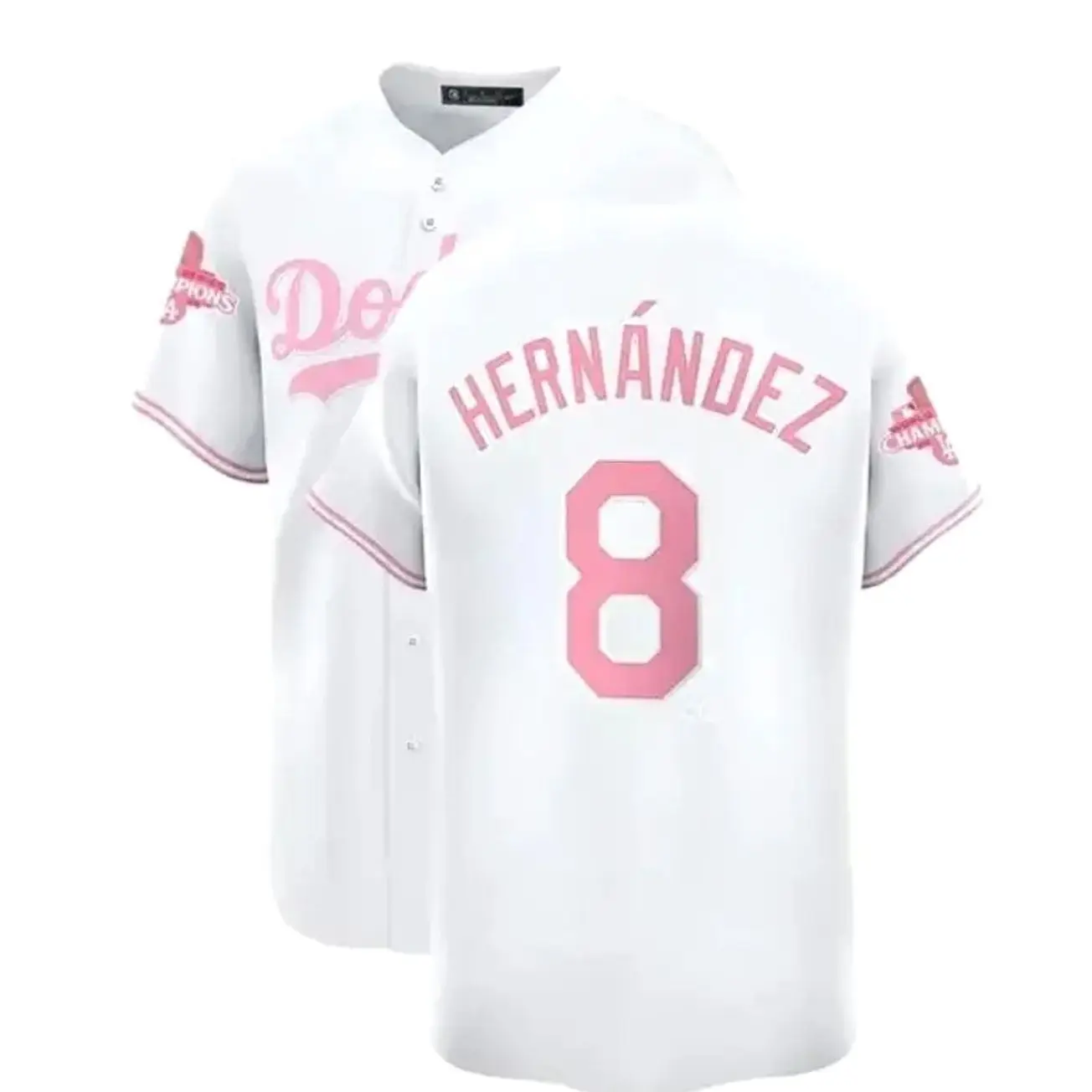 Hernández #8 Pink Baseball Jersey, White Pastel Limited Fan Shirt, Summer Cosplay Outfit, Gift for Her & Sporty Retro Baseball Lovers