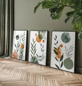 Watercolor Botanical Wall Art Set of 3 Posters, Abstract Leaf Art Prints, Earth Tone Nature Posters, Home Wall Decor