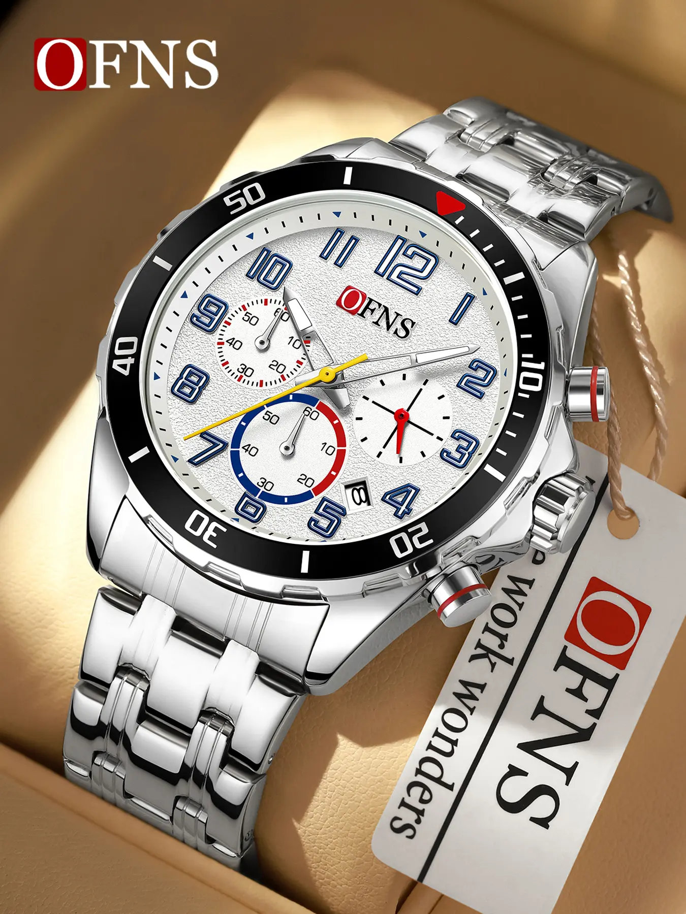Oufanli Six-Hand Multifunctional Waterproof Luxury Men's Quartz Watch, Rotating Timer Calendar Luminous Dial, Luminous Analog Watch, Waterproof Wrist Watch