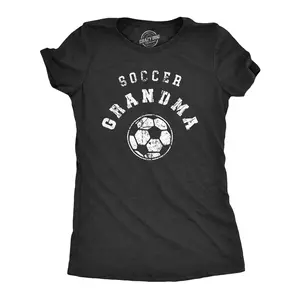 Womens Soccer Grandma T Shirt Funny Cool Granny Soccer Ball Graphic Tee for Ladies Funny Womens T Shirts Cute Vintage Fashion Casual Ladies T-Shirt Gift Grandma Tops for Women Funny Soccer Top Women's Novelty Black