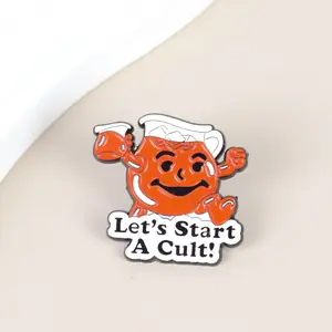 Funny Sarcastic Pins, Let's Start A Cult Enamel Pin, Kool-Aid Man Brooch Pin, Dark Humor Brooches, Occult Symbol, Gothic Lapel Pin
