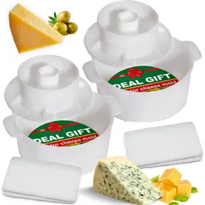 2 pcs Cheese Mold with a Follower Piston and Cheesecloth – Cheese Making Kit - Cheesemaking Supplies – Cheese Form Mold - Cheese Making Basket - Cotton Cloth For Straining - Molde Para Queso