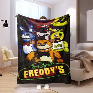 1pc Five Nights at Freddy's Super Soft Fleece, Horror Game Elements, Skin-Friendly Material, Living Room and Bedroom Decor, Figure Print Blanket