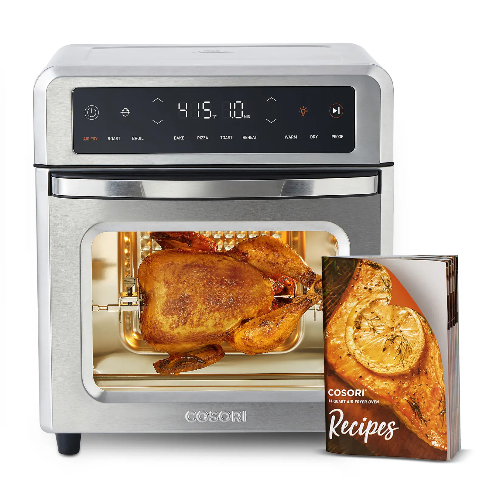 COSORI R121 11-in-1 Multifunction Air Fryer Toaster Oven - 13qt Size Household Appliances, Quiet Mode, Small Footprint Countertop Fit, Smart Combo with Rotisserie, Toast, Bake, Reheat, Carry Handle, Recipe Book, 6 Kitchen Accessories, SohoChic