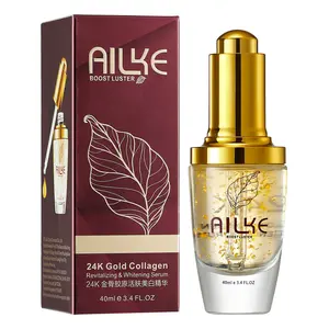 AILKE 24k Gold Face Serum, Facial Collagen Brightening Moisturizing Essence,With Acido Hialuronico, Women Skin Care