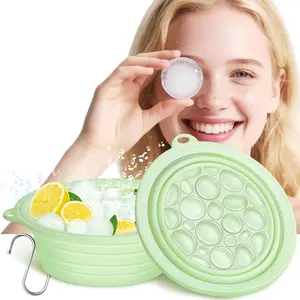 Facial Ice Bath with Breathing Attachment, Upgraded Face Bowl for Ice with Built-In Icetray, Collapsible Silicone Face Ice Bath Bowl with S-Hook, Portable Facial Basin Ice Therapy for Skin Tightening & Puffiness Relief - Home & Travel(Green)