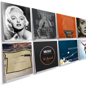 8 Pack 12'' Clear  Record Display Shelf - Wall Mount and Display Your Favorite LP Records in Style