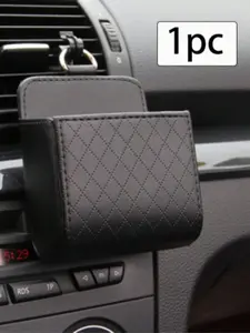 Car Vent Hanging Storage Box with PU Leather Phone Holder, Multifunctional Car Organizer, Auto Interior Organizer for Keys, Coins, Glasses and More, Keep Your Car Clean