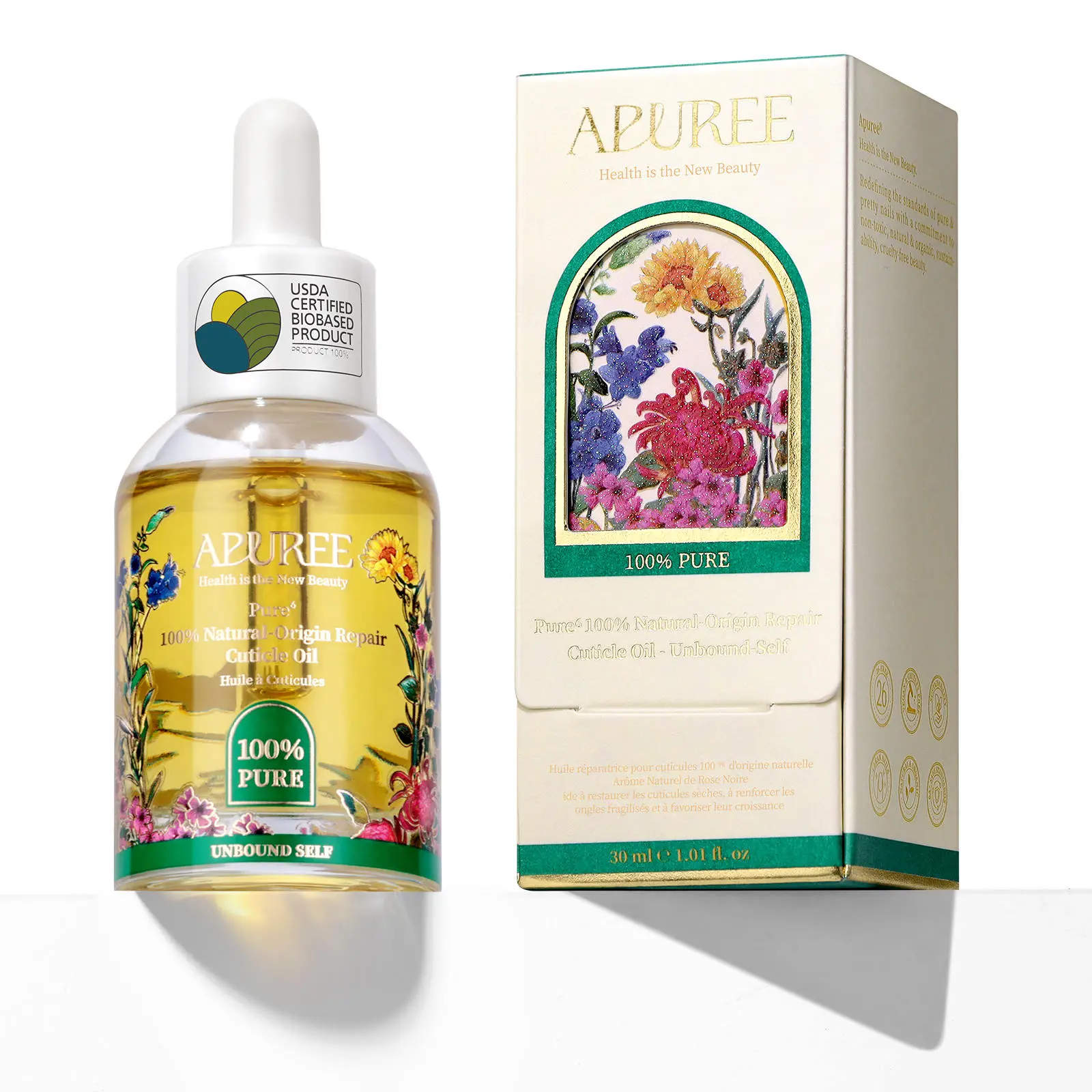 APUREE Cuticle Oil Nail Care Set for Women 100% Natural Plant-Based Ingredients Stronger Nails Than Before Easy Application