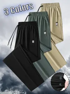 Men’s casual ice silk long pants, 1-pack; available in three colors. Lightweight, breathable, drapey ice silk with a cool feel for spring and summer. Quick-drying, wrinkle-resistant casual style; straight-leg design suitable for gym workouts and commuting