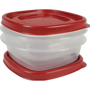 Rubbermaid Airtight Resealable Stacking Thick Plastic Food Storage Containers with Easy-Find Lids, 4-Piece 1.25 Cup Racer Red Set, Microwaveable, Freezer-Safe, Dishwasher-Safe, BPA-Free Kitchen Organizer, Airtight Food Containers, Resealable Food Containe