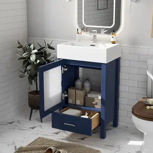 20-Inch bathroom vanity with ceramic sink and ample storage - ideal for small bathrooms