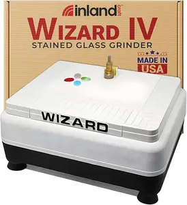 Inland Craft Wizard IV Glass Grinder, Precision Tool Edging Grinding Shaping Drilling, Essential Stained Glass Grinder Machine Mosaics for Professionals & Hobbyists, Includes 2 Diamond Grinding Bits