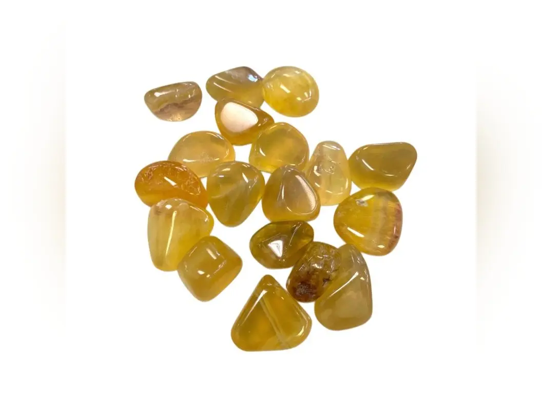 Fluorite Yellow (Golden) Tumbled Stone Rare
