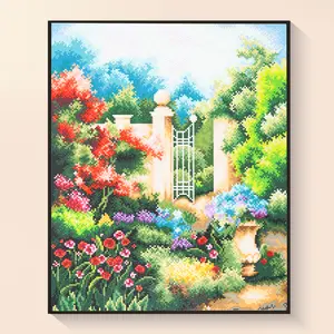 Garden Gate Diamond Painting, Colorful Floral Paradise Art, DIY Sparkling Wall Decor, Creative Home Accent, Unique Gift for Nature & Garden Lovers, Charming Design, Diamond Art Kit for Relaxation, Fresh Home Decoration
