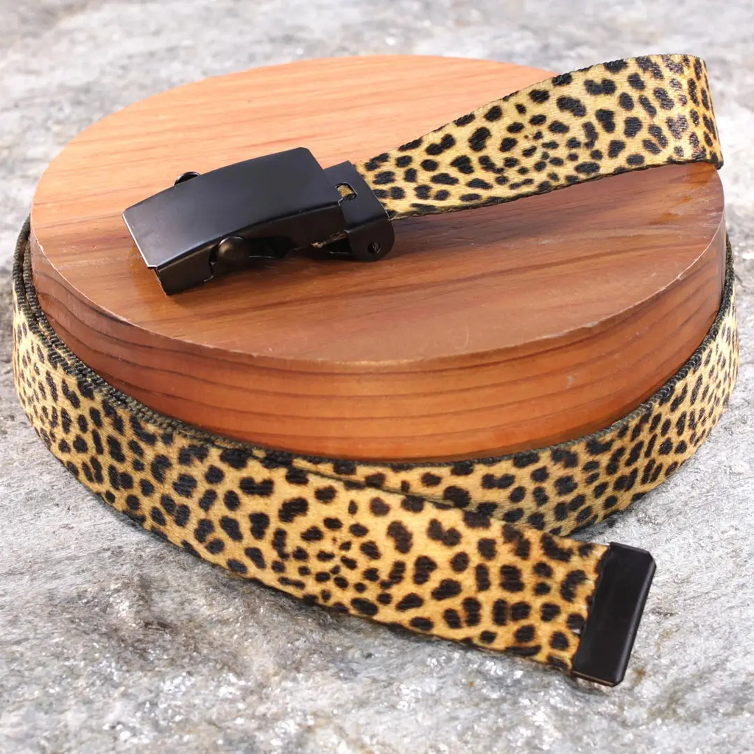 1" Slim Fit Cheetah Print Belt - Classic Animal Pattern, Double D Ring, Multi-Size, Suitable for Casual Wear