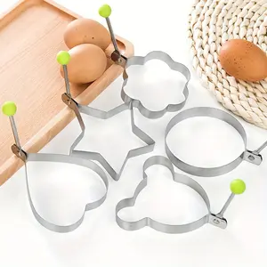 5-Pack Stainless Steel Non-Stick Egg Ring Molds - Egg Cooking Tools for Pancakes and Omelets - RV Kitchen Accessories
