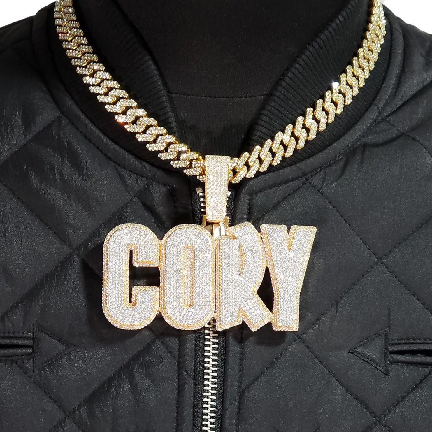 [Made-to-Order] Personalized Name Pendant with Bling Cuban Link Chain, Custom Name Necklace, Iced Out Custom Letters Necklace, Hiphop Jewelry, Gift for Him