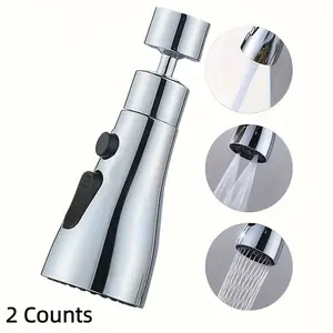 2 Counts 3-Mode Faucet Aerator, 360° Rotatable Faucet Sprayer Attachment, Kitchen Faucet Extender, Sink Sprayer Attachment, Faucet Aerator Extension