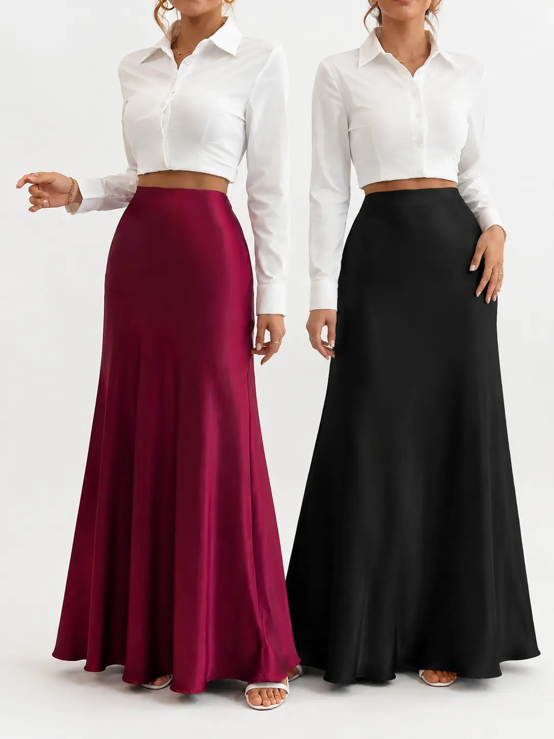 Elegant Maxi Skirt in Burgundy and Black - Perfect for Formal Events and Special Occasions Elegant Maxi Skirt in Burgundy and Black - Perfect for Formal Events and Special Occasions