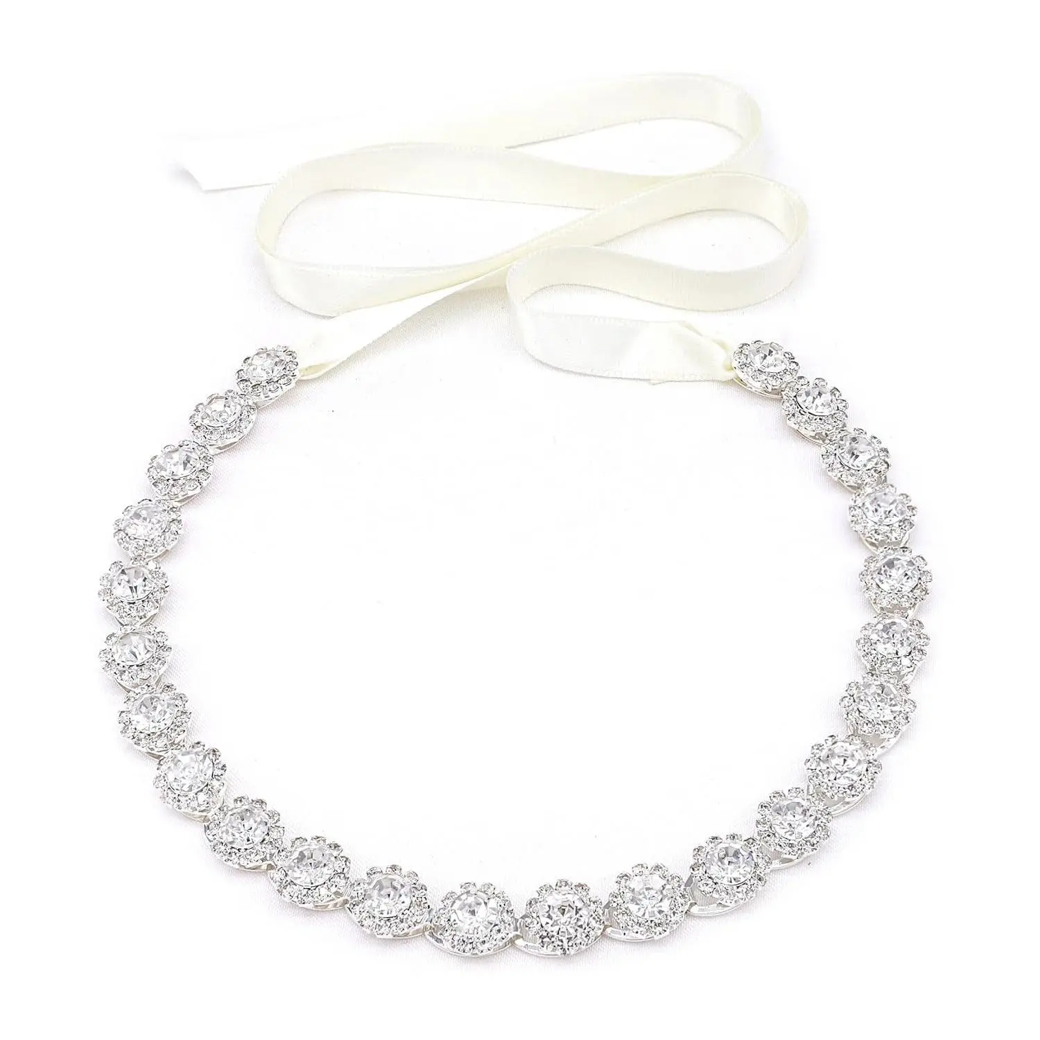 Crystal Wedding Headband Bridal Headpiece Rhinestone Bridal Hair Accessories for Brides Flower Girl Bridesmaids Silver