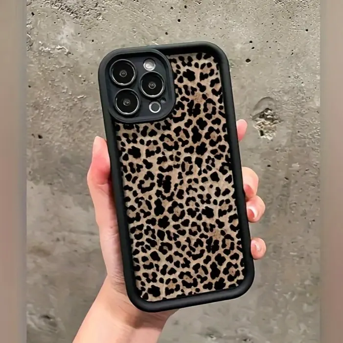 Silicone Protective Phone Case for iPhone 17 Pro Max,16 Plus,15,14,13,12,11,Air,E - Stylish Leopard Pattern, Shockproof, Pocket-Friendly Mobile Phone Accessories with Camera Protection, Style