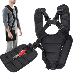 Black Comfortable Trimmer Double Shoulder Strap, Adjustable Brush Cutter Harness, Garden Lawn Mower Accessories