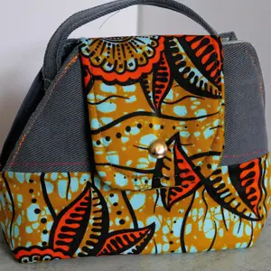 Love & Canvas Mini Handbag - Vibrant Abstract Motif Top-Handle Upcycled Bag