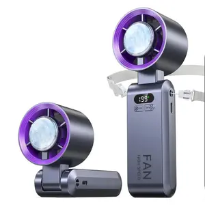 Portable Handheld Turbo Fan, 5 Gear Wind,4000mAh Battery Operated, Up to 10 Working Hours, 3 IN 1 Hand Fan Rechargeable with Air Turbo Tech Cooling Fan for Outdoor Activities, Travel, Working fathersdaygift