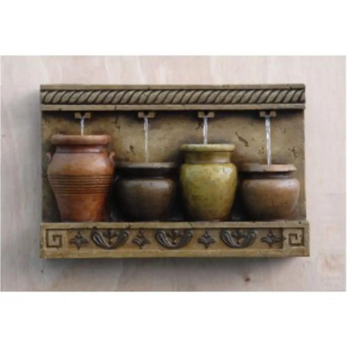 Polyresin Multi-Pot Wall Fountain, Colorful Weather-Resistant Decorative Design, 21.5x5.5x13.9", 12.7 lbs, Easy to Install, All Seasons Fountains & Bird Baths, Ideal for Indoor, Balcony, Deck Garden Decor