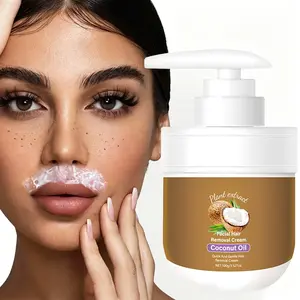Facial Hair Removal Cream – Coconut Oil-Based Gentle Body Hair Remover Cream for Women, painless and non-sticky, safe for sensitive skin, with aloe and peach